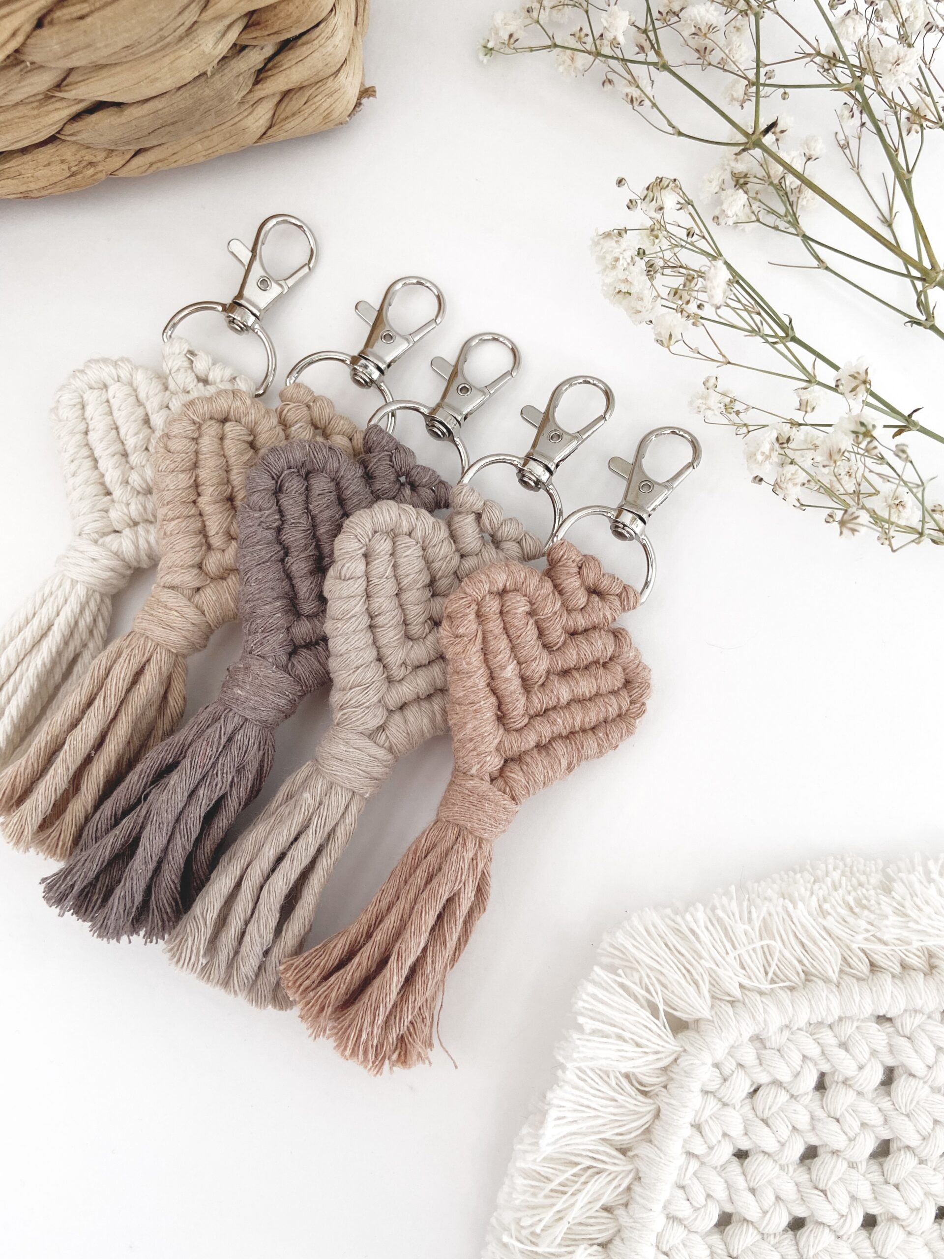 Porte-clés coeur macramé