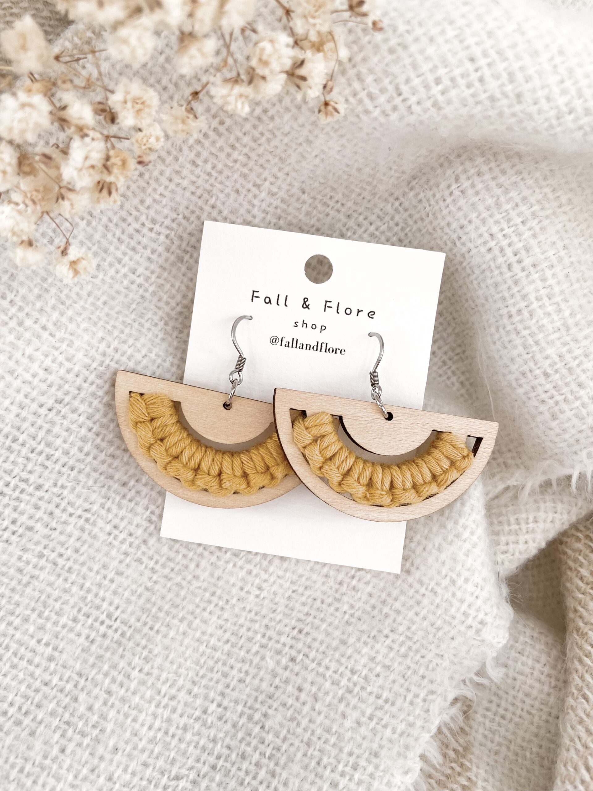 Boucles d'oreilles demi-cercles ocre